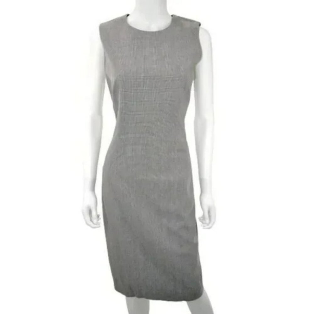Laundry Gray Black White Glen Plaid Houndstooth Fitted Pencil Sheath Dress 8 10